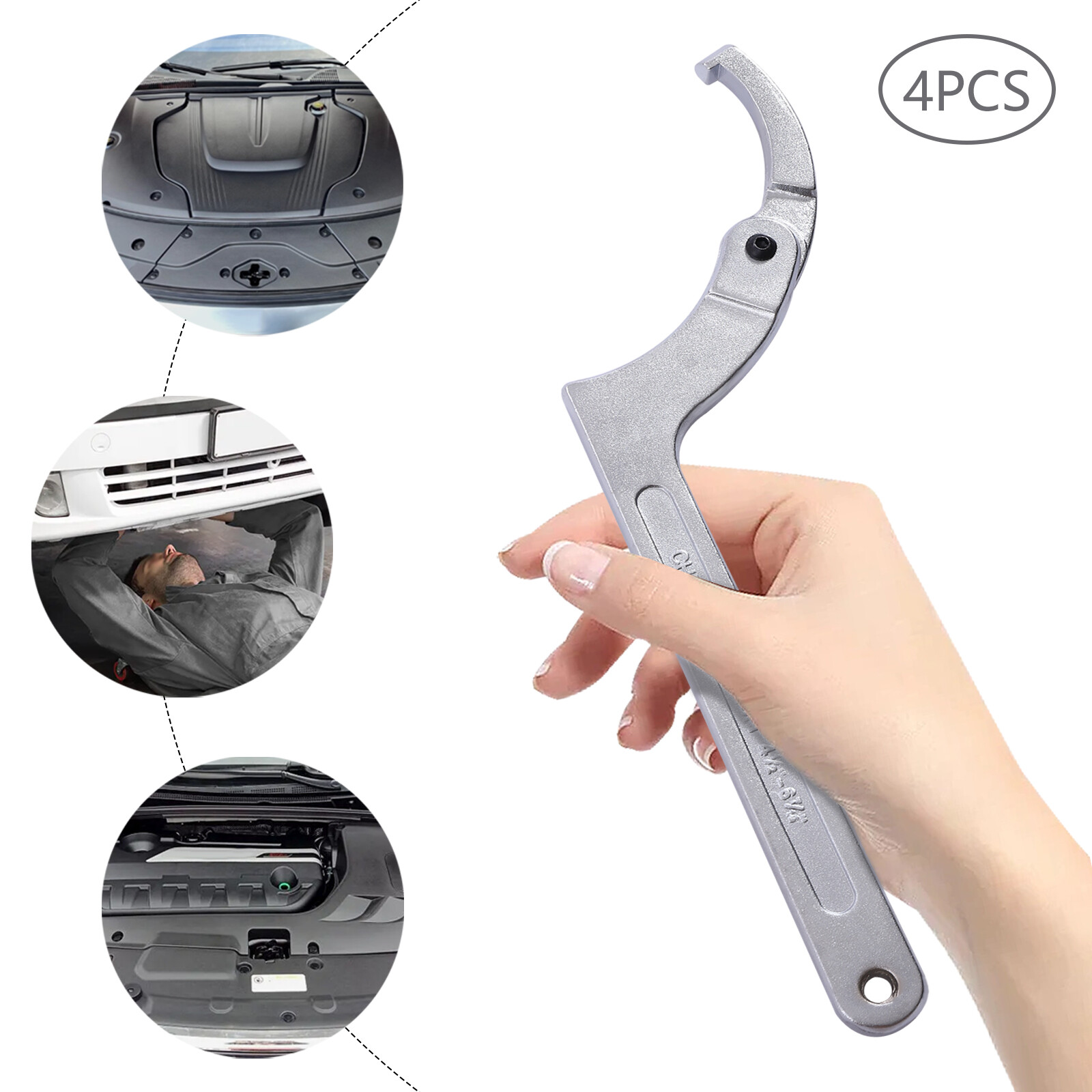 4pcs Adjustable Hook & C Pin Spanner Wrench Set Tighten Removing Nut Wrench New