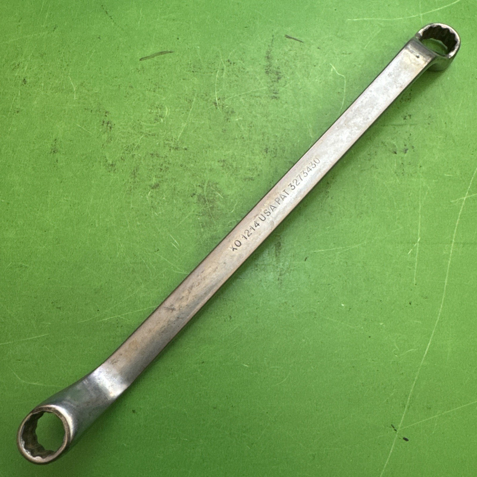 Snap-On Hand Tools USA SAE Sz 3/8″ x 7/16″ Deep Offset Box End Wrench MPN XO1214
