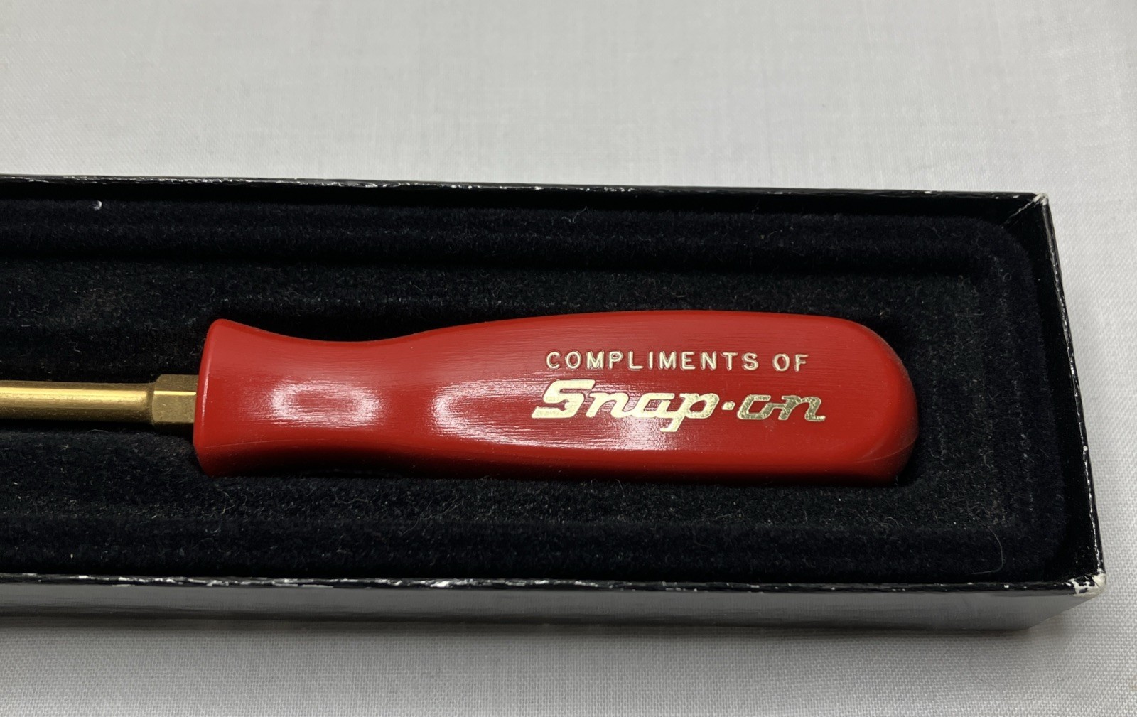 SnapOn Gold Plated “Compliments Of Snap-On” Screwdriver Tool With Box