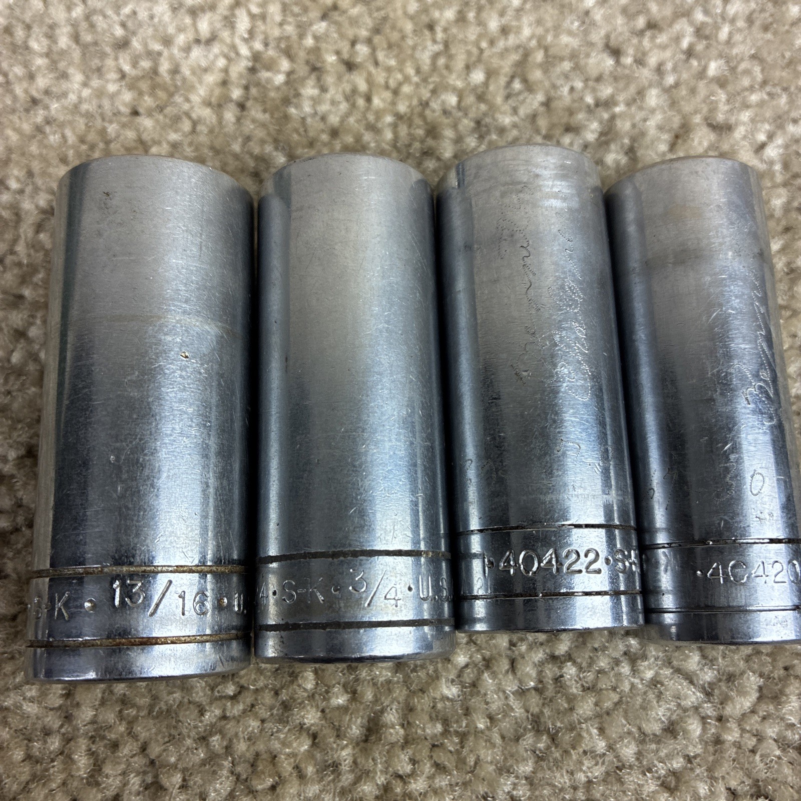S-K 9pc.SAE Deep Socket Set w/Ratchet