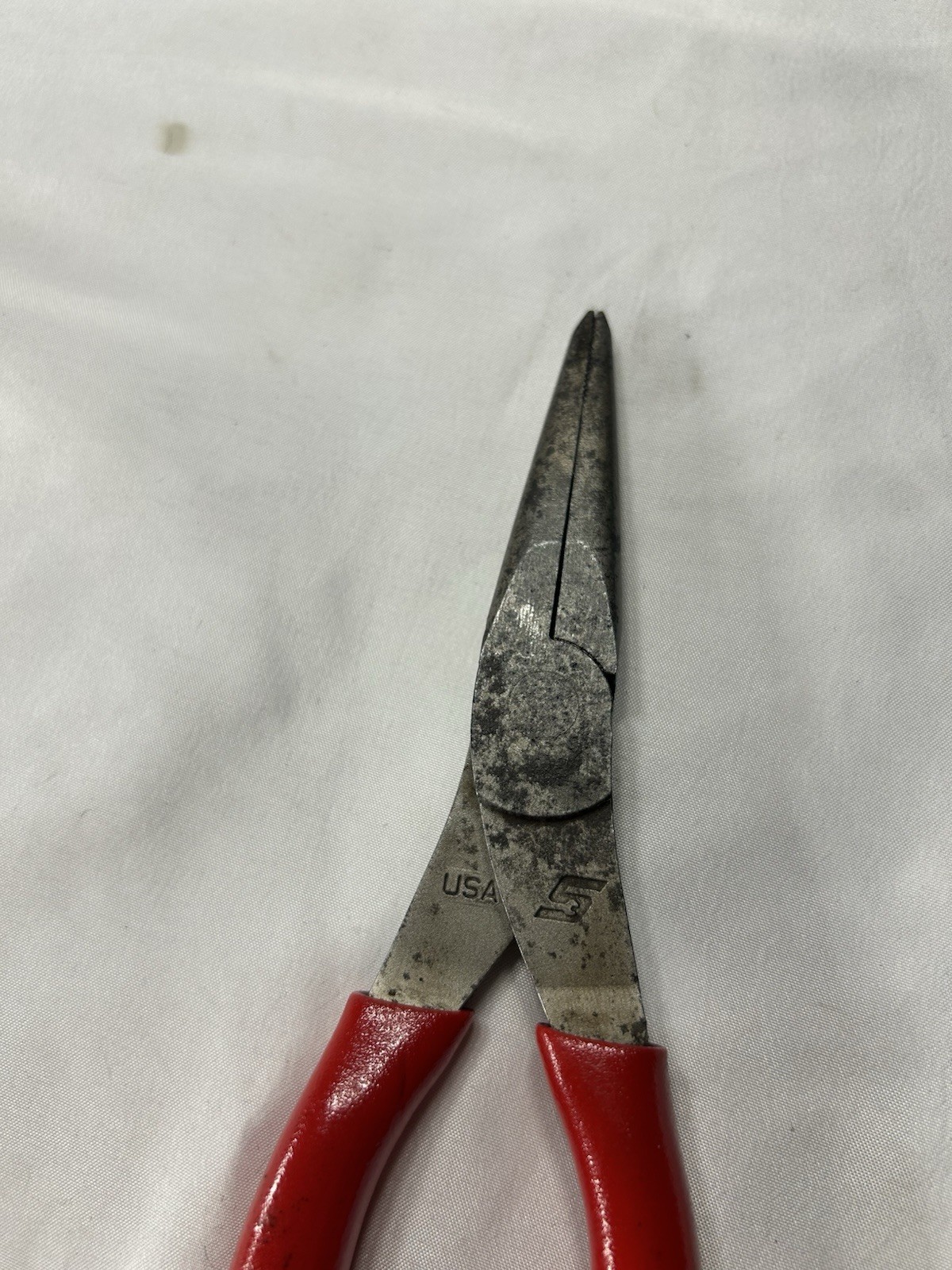 Snap-On 96ACF 8″ Long Needle Nose Pliers Red Grip USA