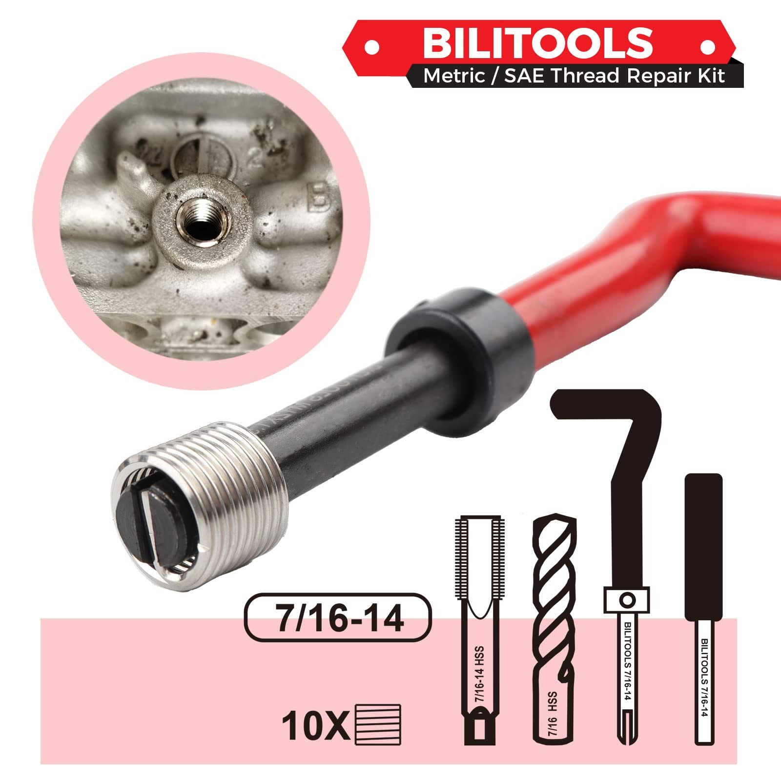 7/16-14 inch Thread Repair Kit HSS Drill Helicoil Repair Kit SAE