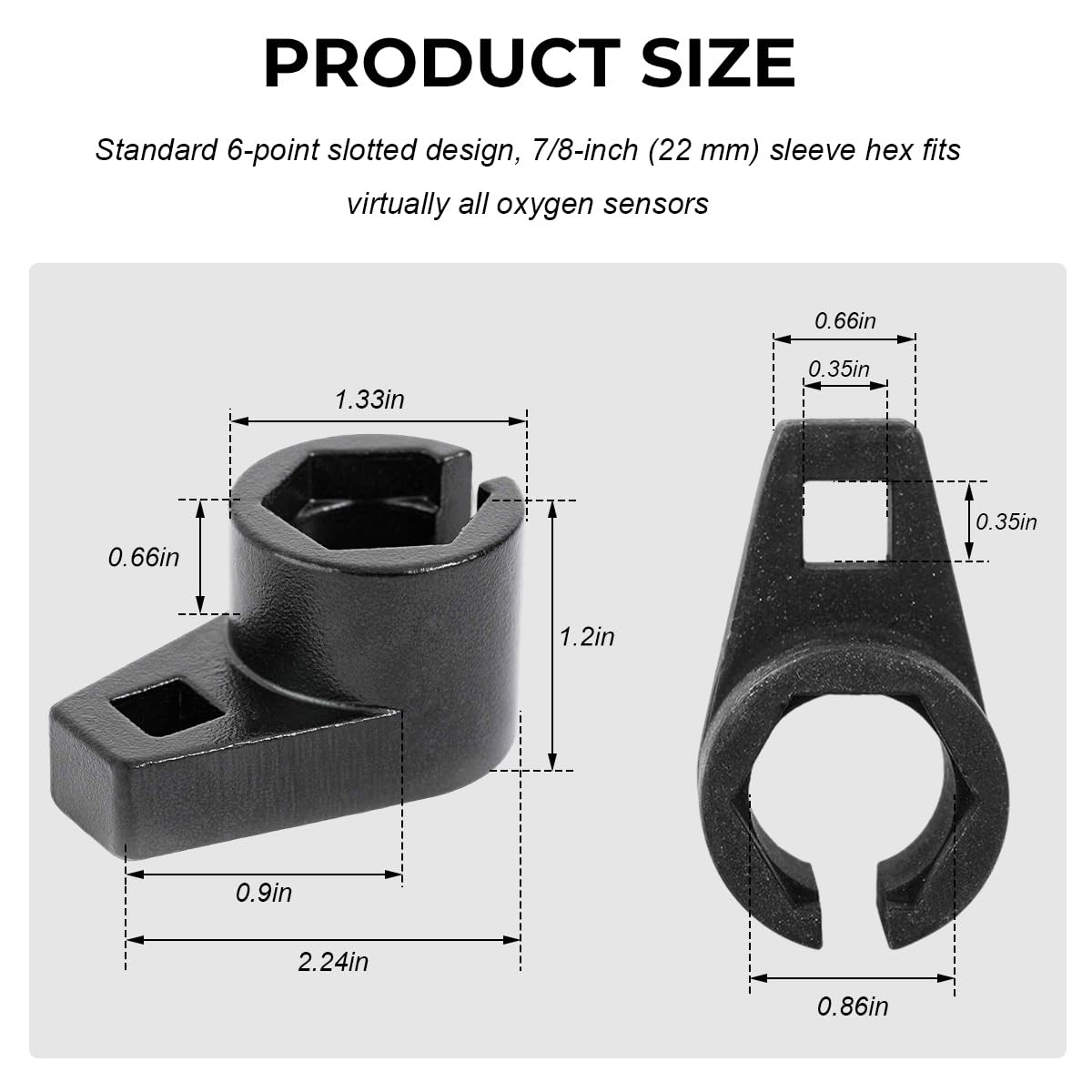 ZNDAW Offset Oxygen Sensor Socket, 3/8-Inch Drive by 7/8-Inch 22 mm O2 1 Pcs