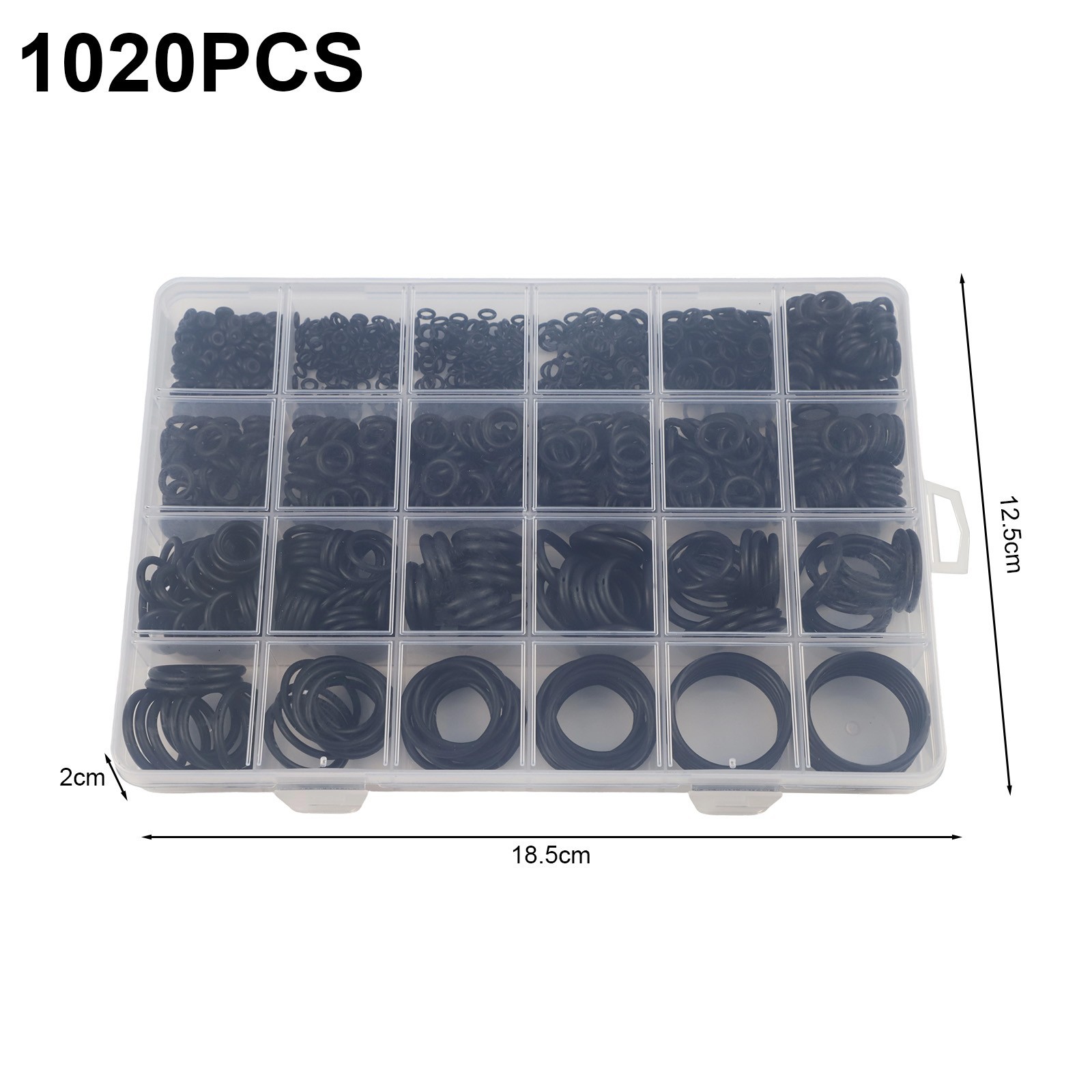 Organized 1020pcs O Rings with Plastic Storage for Easy Identification