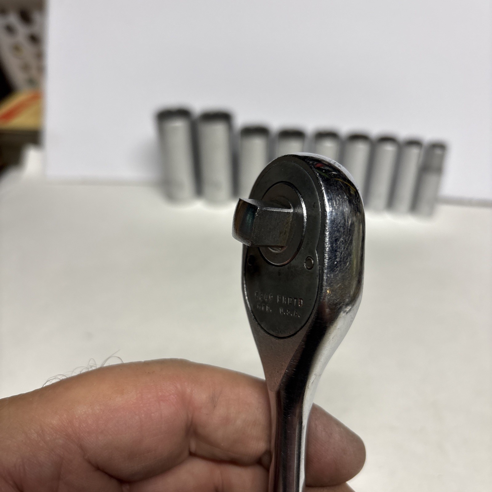 PROTO 3/8” Ratchet No. 5249 & PROTO 9 Piece 3/8” Drive Deep 12pt. Sockets U.S.A.