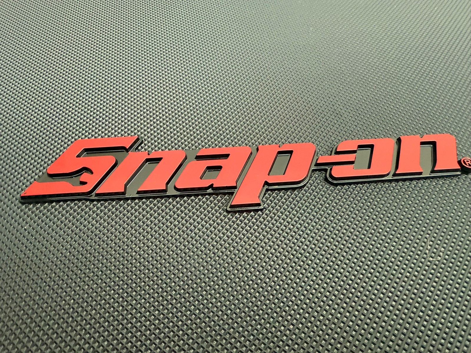 New Snap On LOGO 8” RED METAL Toolbox Roll Cab Badge Logo Emblem Sticker Decal