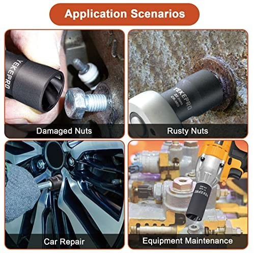 6 PCS Lug Nut Removal Tool Set, Impact Twist Socket & Bolt Extractor, 17-22MM