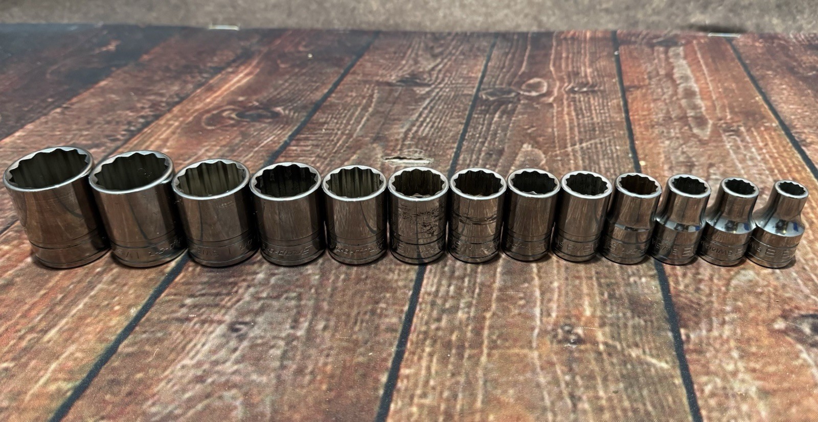 Snap-On 313SWYA 13pc 1/2in. Drive 12pt SAE Flank Drive Shallow Socket Set