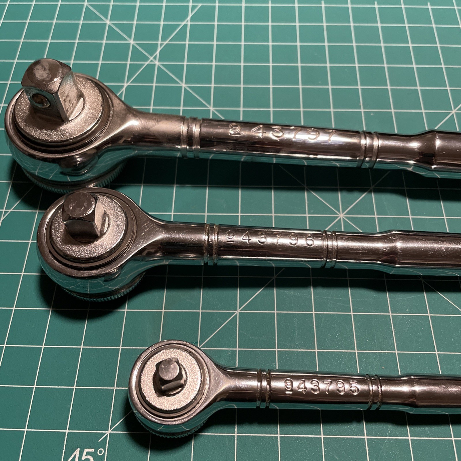 Vintage 3 Craftsman set Thumb Wheel Ratchet 1/2” 3/8”and 1/4” Drive.