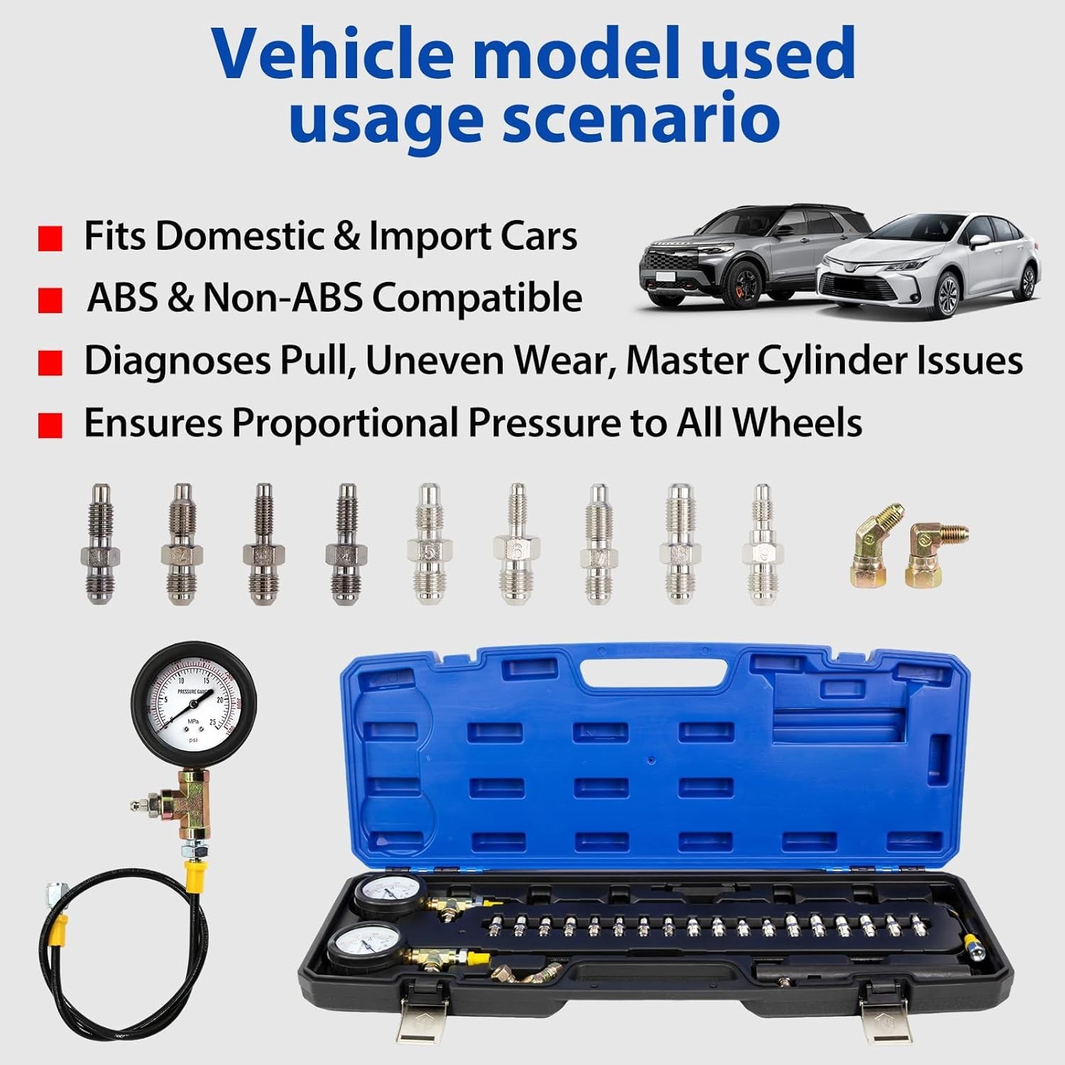 Brake Oil Pressure Gauge,Car ABS Hydraulic Oil Pressure Gauge Brake System Teste