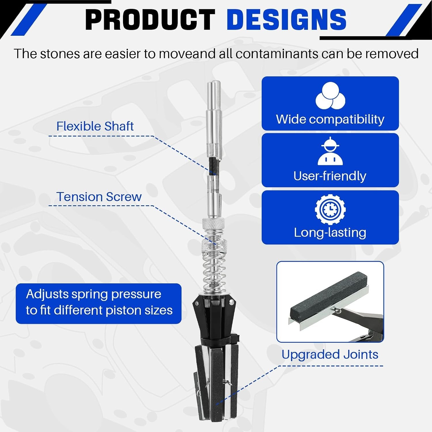 Adjustable Engine Hone Cylinder Tool with 220 Grit for Efficient Carbon Removal