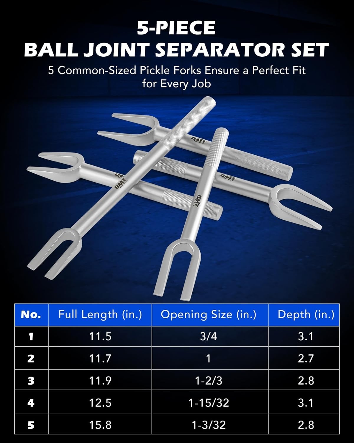 5Piece Pickle Fork Tool Set,Kit for Separating Ball Joint Tie Rod and Pitman Arm