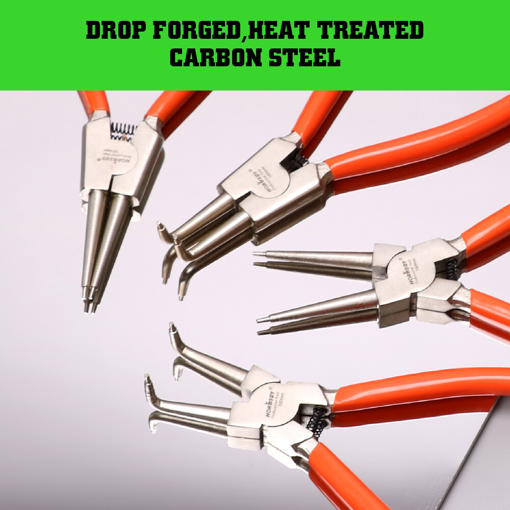 4pcs Heavy Duty 7″ Circlip Plier Snap Ring Plier External Internal Kit w/ Pouch