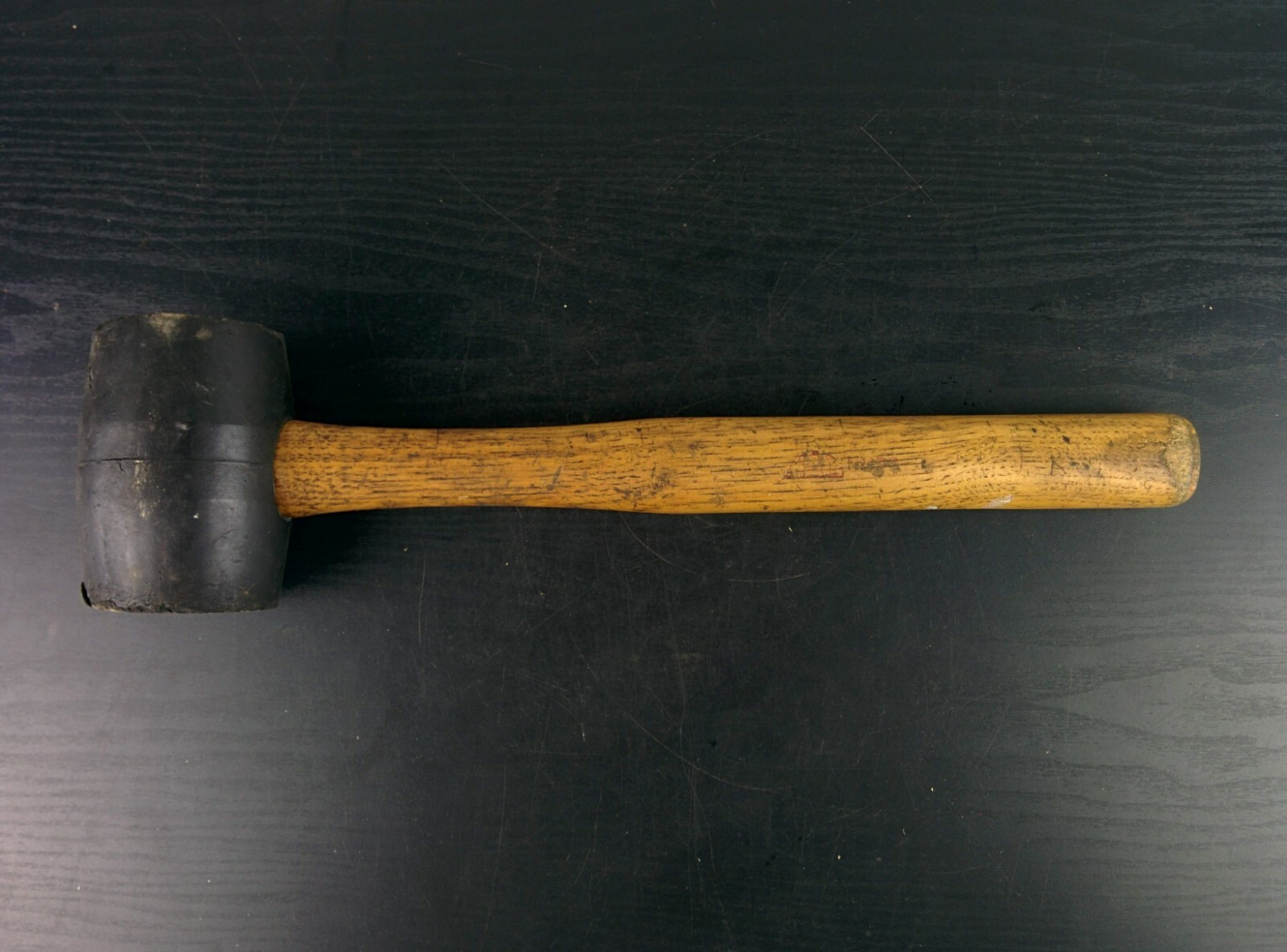 #ad347 Mac Tools 32 Oz Rubber Mallet Model Rm32 Wood Handle Good Shape