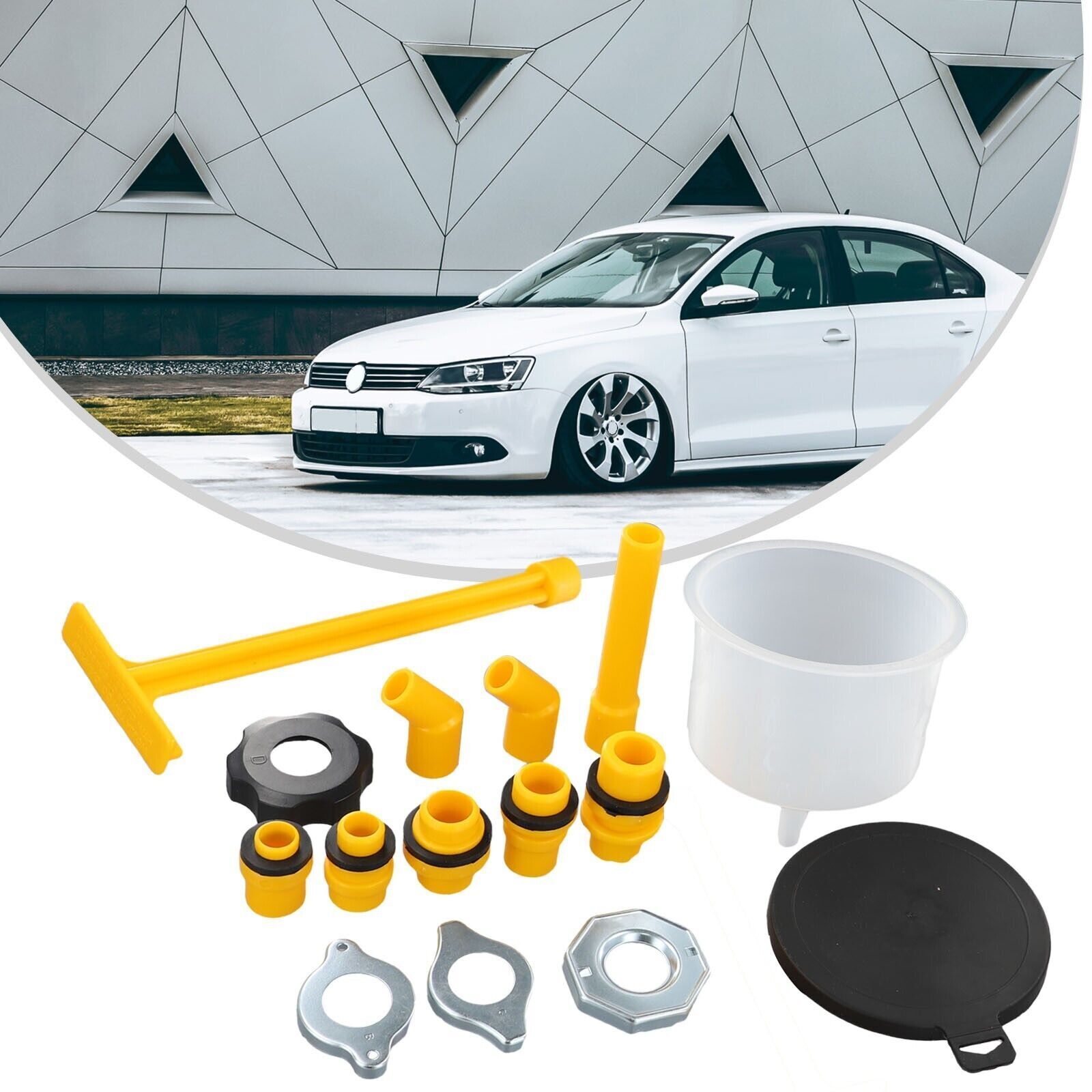 Radiator Coolant Filling Funnel Kit Spill Proof Cooling Fluid Bleeder Adapters