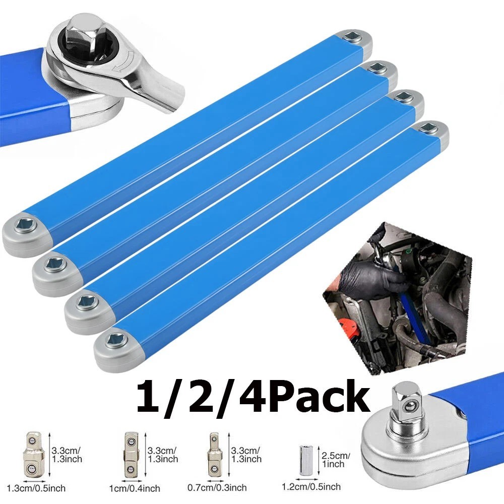 1/2/4Set 3/8″ Offset Extension Wrench Socket Ratchet Spanner Extender w/Adapters
