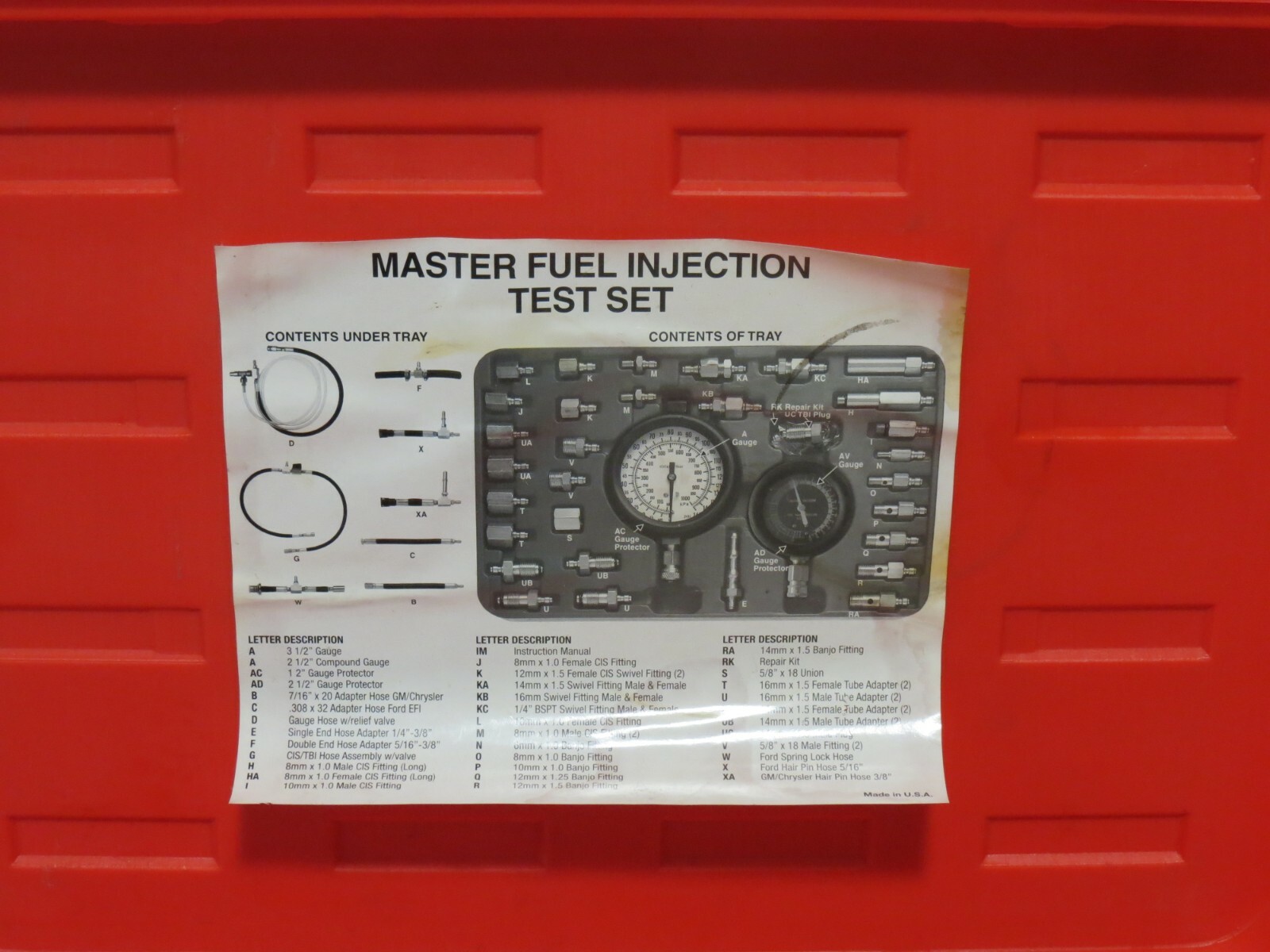 MASTER FUEL INJECTION TEST SET 145 PSi LISLE 55700 USA – USED