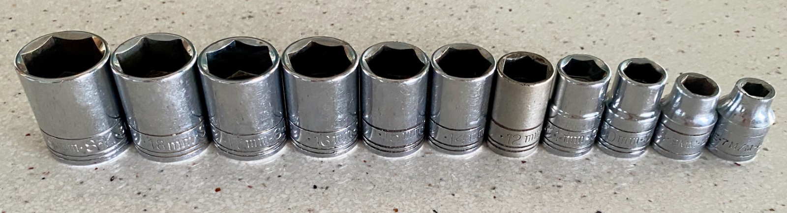 SK Tools 3/8″ Drive Shallow 6 Point Metric Socket Lot 11 Pieces