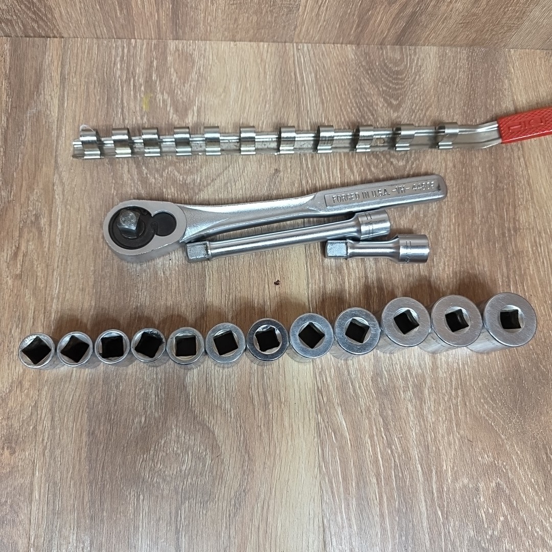 Vtg Craftsman Socket Set 1/2″ Drive 12 Point SAE Shallow 7/16″ To 1-1/8″ USA -V-
