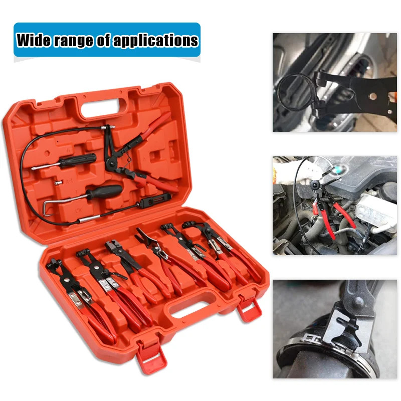 9Pcs Auto Hose Clamp Ring Plier Set Flexible Wire Cable Type Joint Boot Clamps R