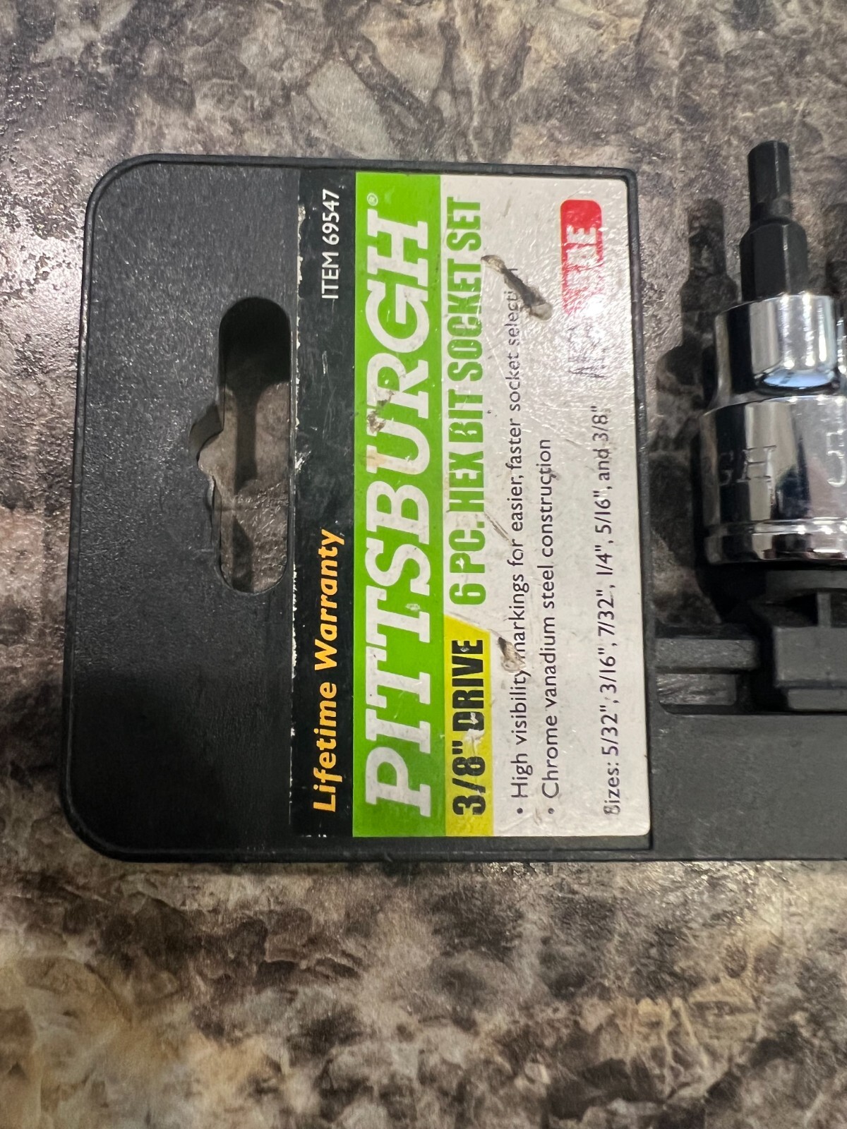 Pittsburgh 3/8″ Drive 6 Pc Hex Bit Socket Set ANSI METRIC Item 69546 USED