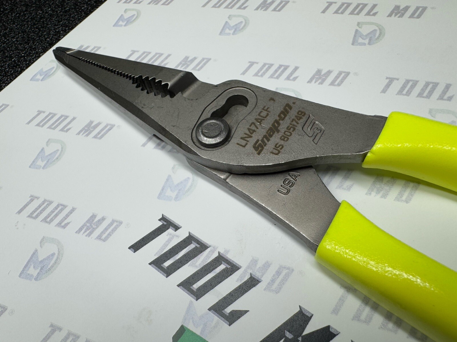 Snap-on Tools USA NEW HI-VIZ 9″ Soft Grip Long Nose Slip Joint Pliers LN47ACF