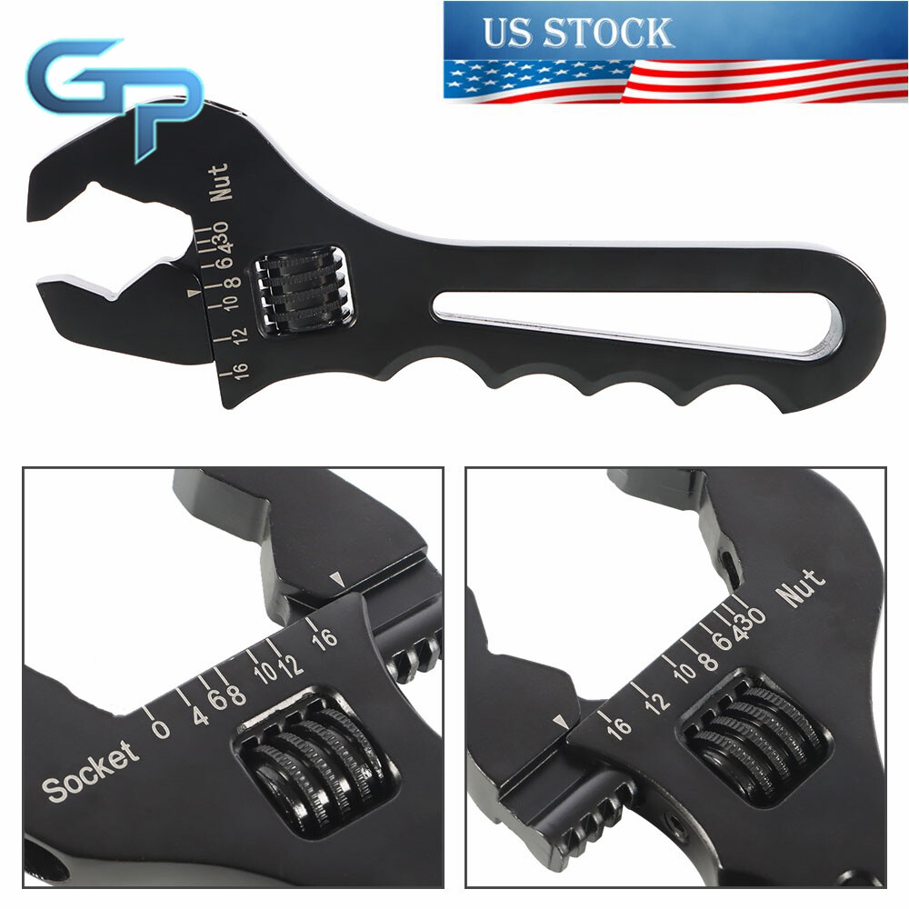 Black Adjustable Wrench Aluminum Tool Spanner for Hose End Fitting 3AN-16AN