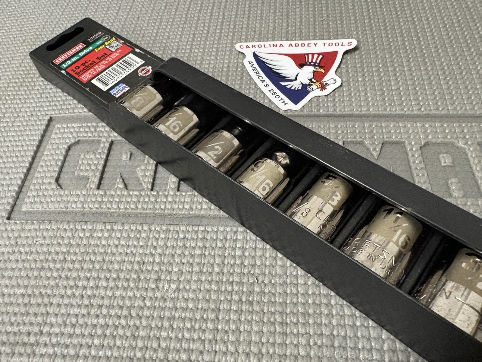 NOS Sears Craftsman USA 1/2” Drive 10pc Easy Read 6pt Sockets SAE 34550 G2D Dual