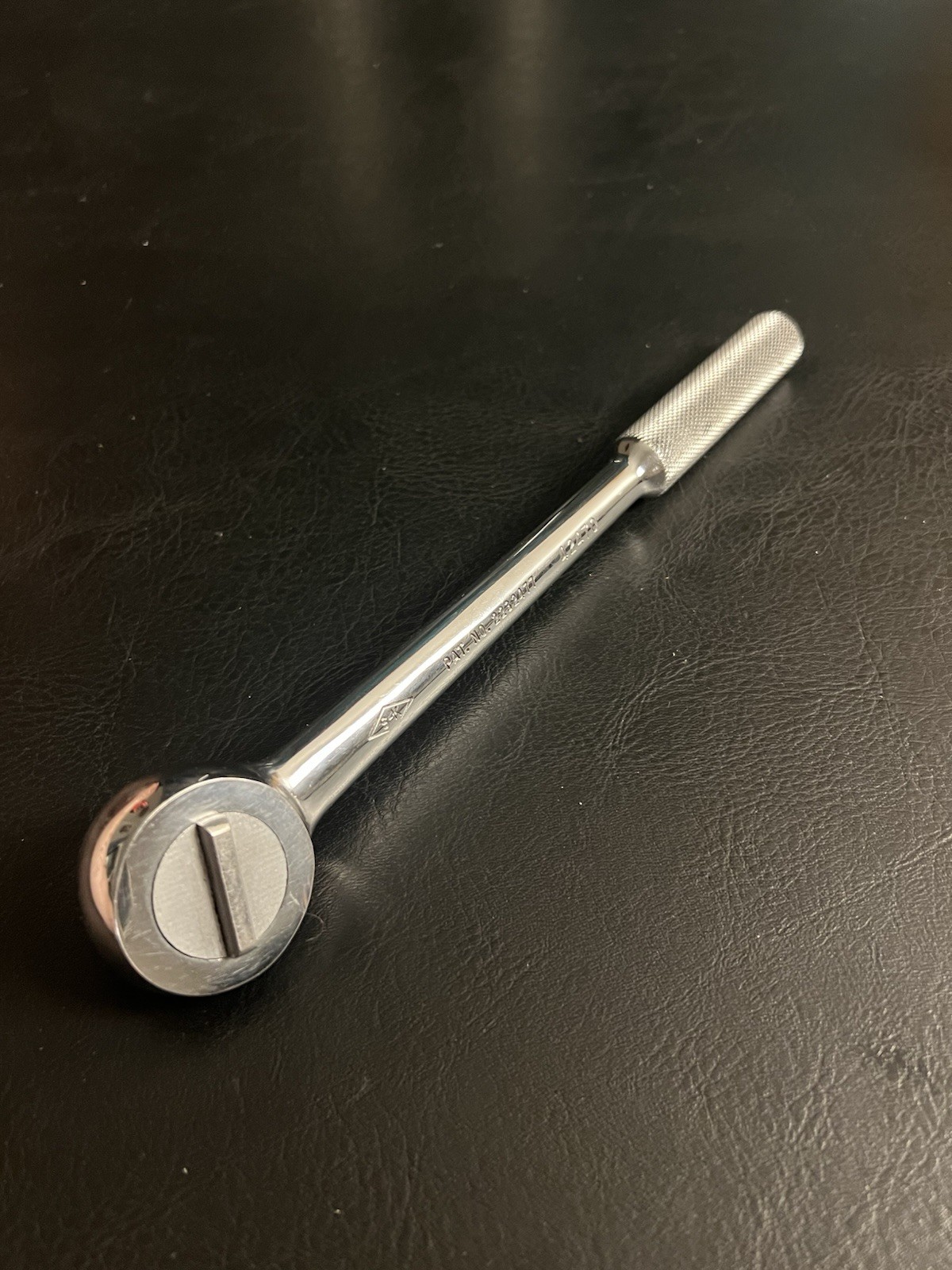 S-K Tools Chrome 1/2″ Dr Ratchet # 42470 USA 10″ Long Knurled Handle Reversible