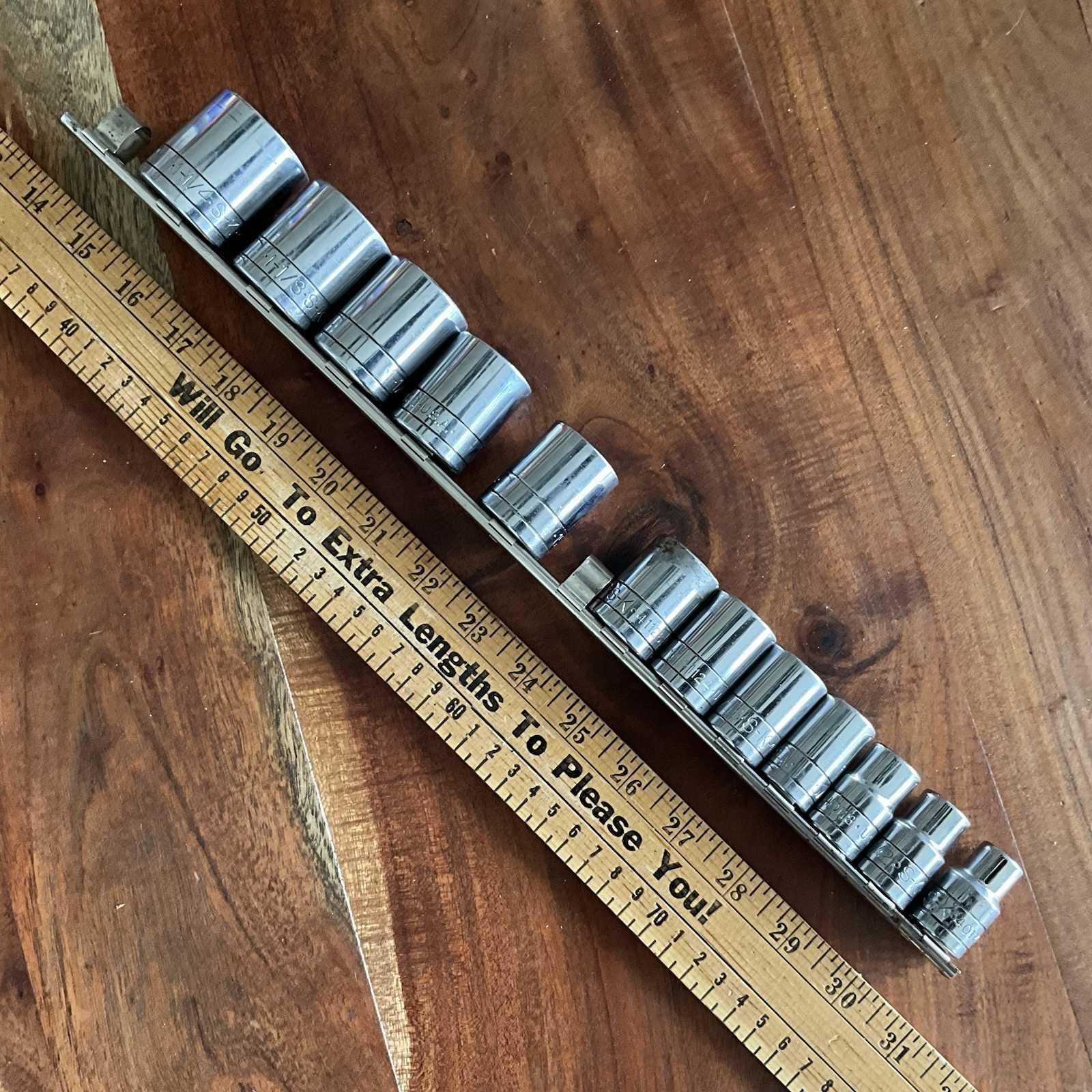 Vintage S-K Socket Set 1/2″ Drive 6 Point 12 Pieces 1-1/4″ to 7/16″ *Good*