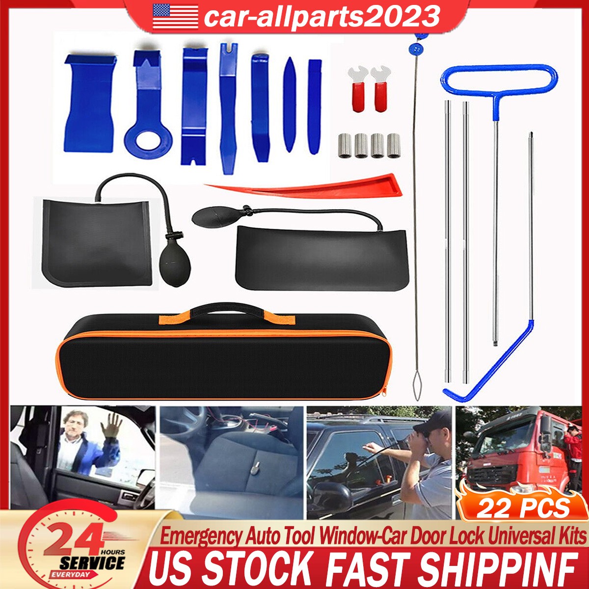 Hot 22 PCS Emergency Auto Tool Window-Car Door Lock Universal Kits Inflatable