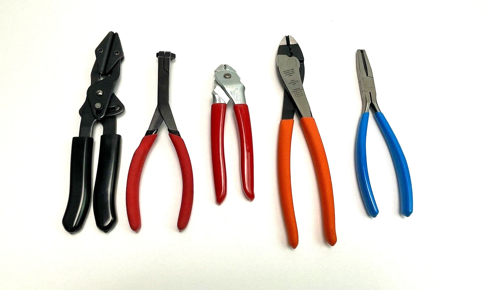 5pc Matco Tools Long Hose Pinch Off Push Pin Angled Hog Ring Pliers Cutter Crimp