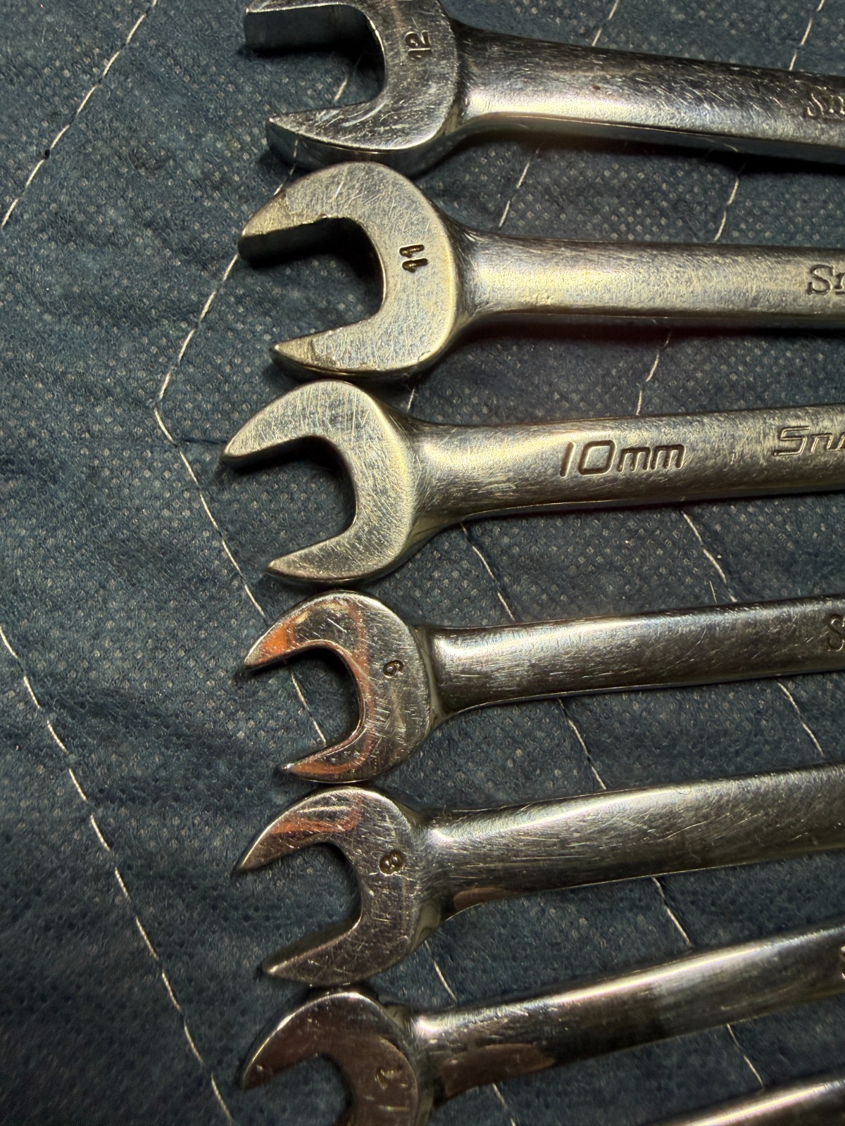 7 pc Snap-On USA Metric Mid Length 12-point Metric Combination Wrench Set OEXM