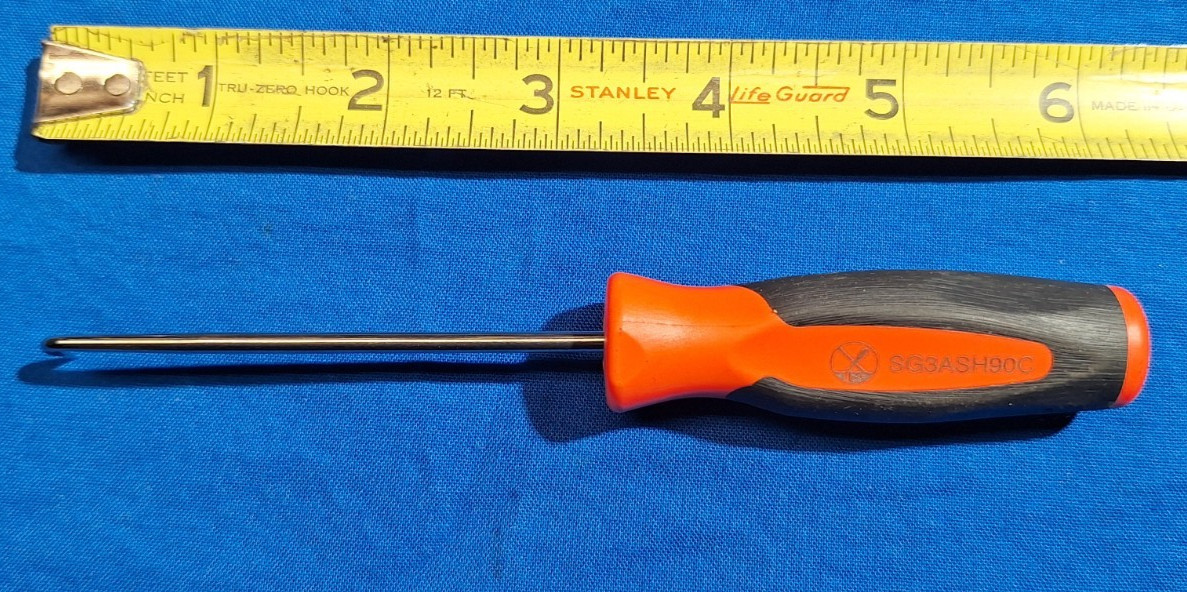 Snap-On SG3ASH90C 6″ long right angle 90° Tip pick with ORANGE handle BRAND NEW