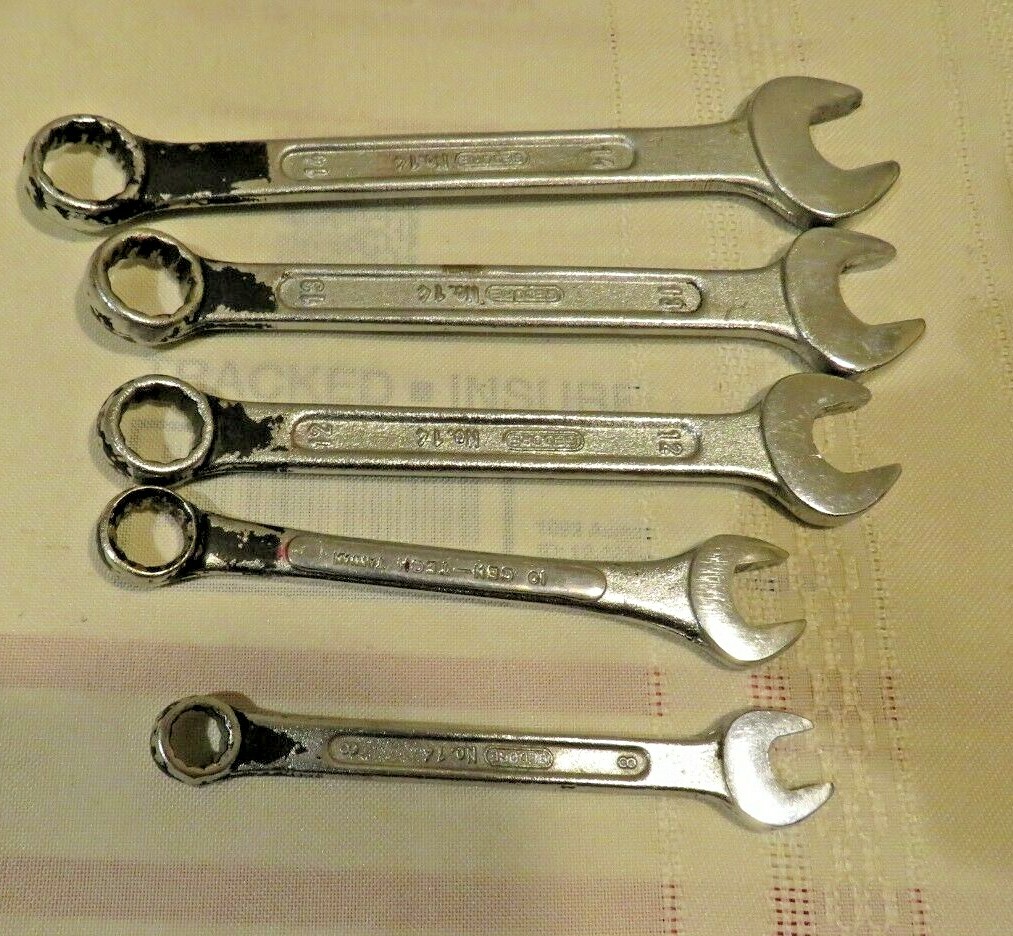 Set of 4 Gedore Combination Wrench Set Drop Forged India + 1 Gen-Tech Combo