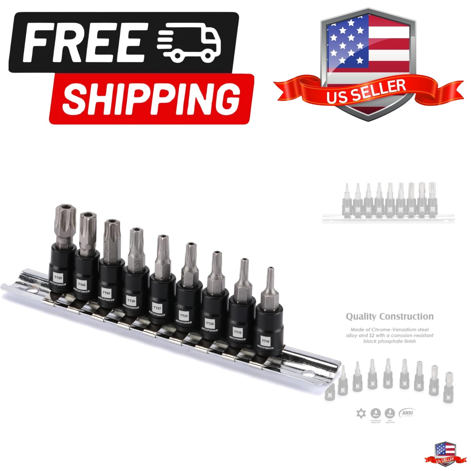 9 Pieces 1/4″ Drive Torx Bit Socket Set, Tamper-Proof Torx Bit Sockets, CR-V …