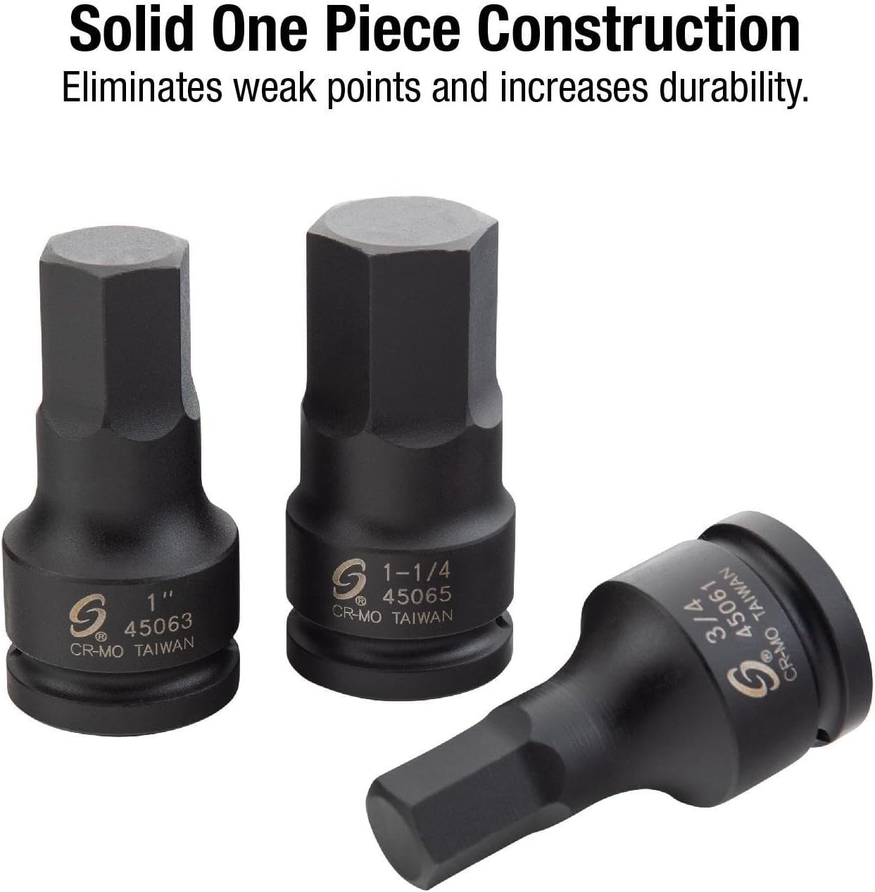 3/4 Inch Drive Impact Hex Driver Set, 5-Pieces, SAE, 3/4″ – 1-1/4″, Cr-Mo Steel