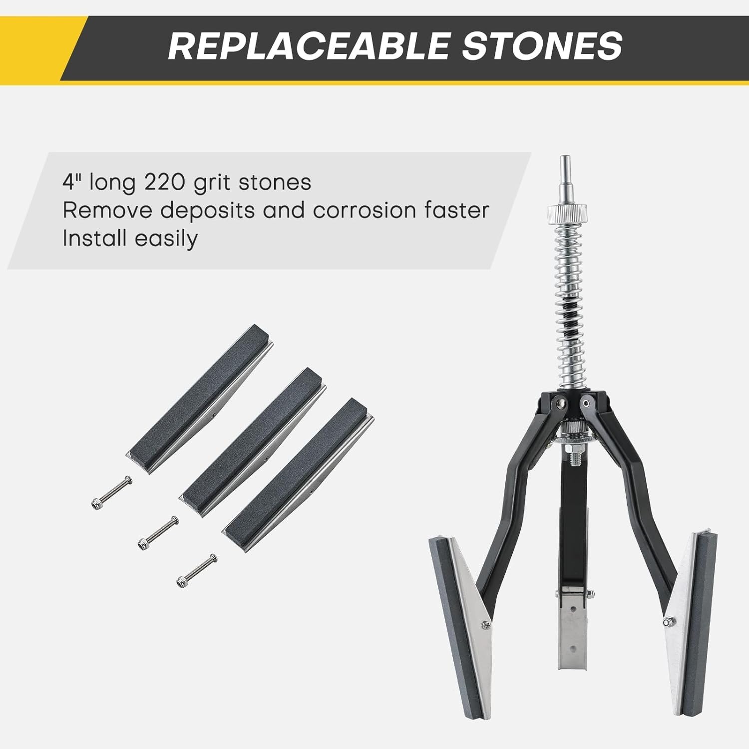 Engine Cylinder Hone Tool 2″-7″ Adjustable Deglazer with 3 x 4″ 220 Grit Stones