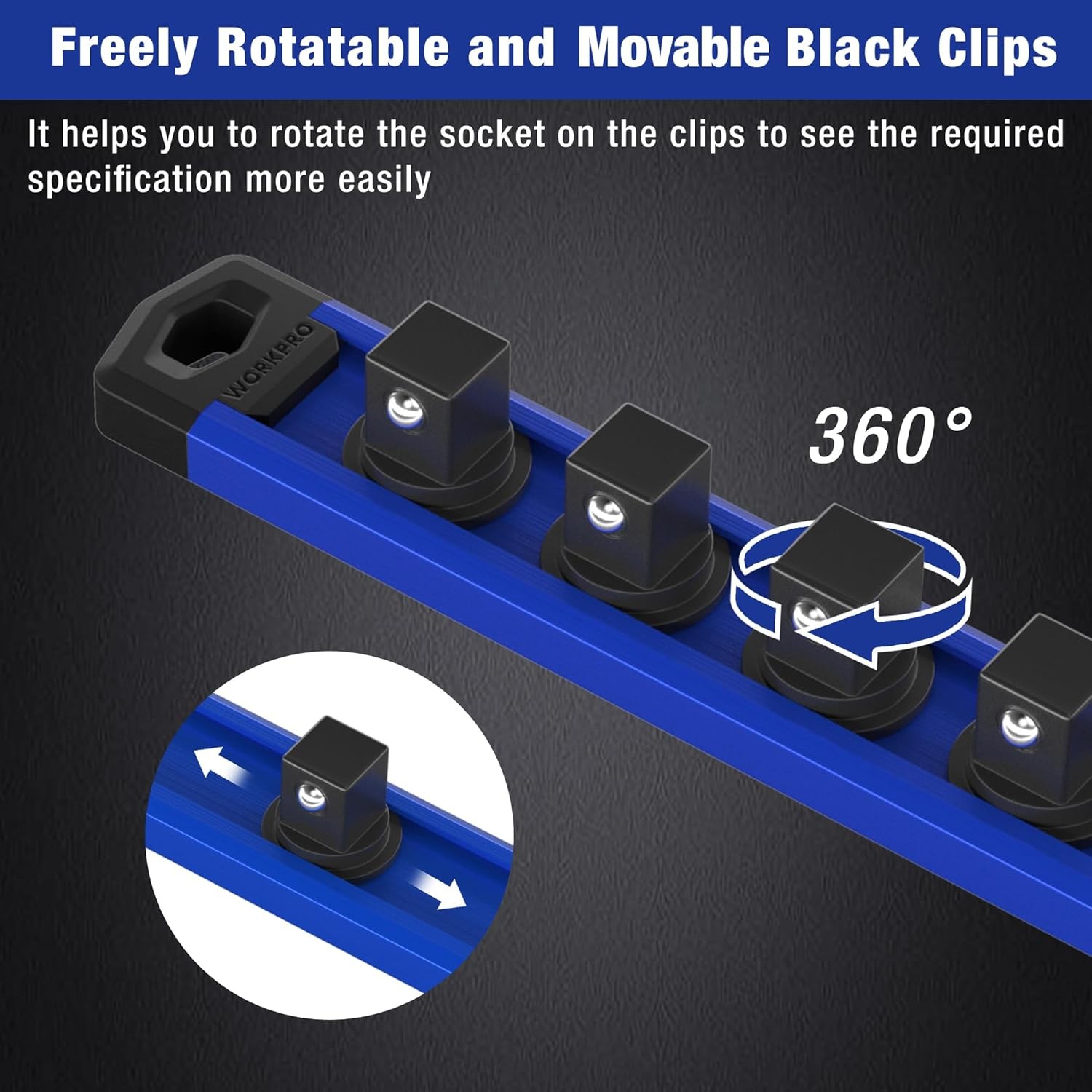 Magnetic Socket Organizer, 1/4-Inch Drive Aluminum Alloy Sockets RaiL
