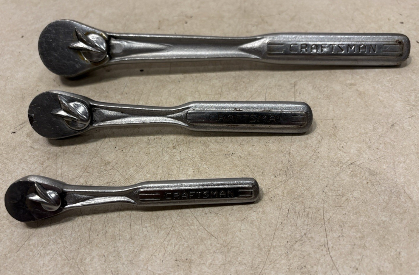 Vintage Craftsman 1/4” 3/8″ 1/2″ Ratchets =V= Flying V Made In USA