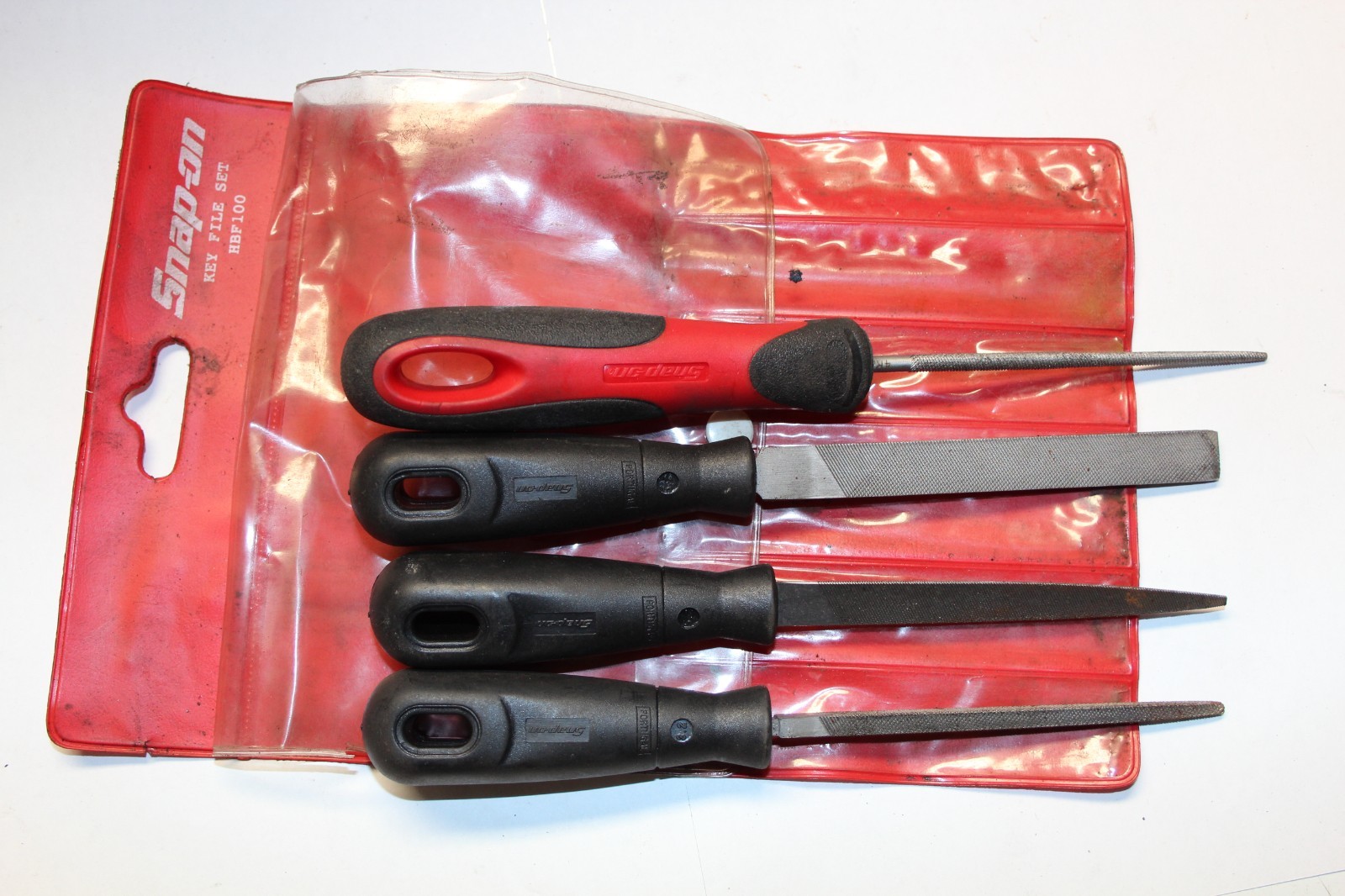 SNAP-ON TOOLS 4 pc RED/BLACK Grip Handle Miniature Key File Set