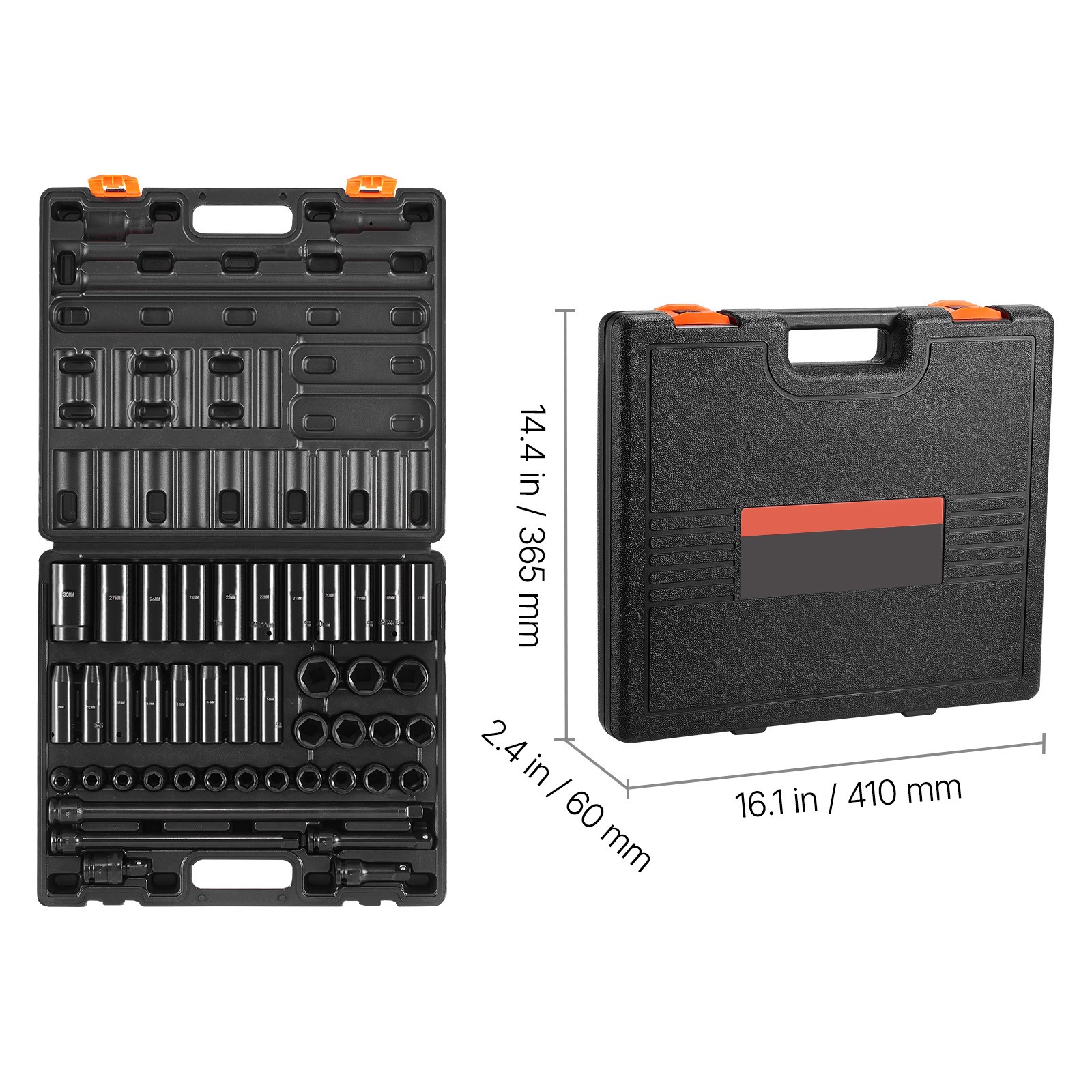 Impact SocketSet 1/2 Inch 43 Pcs Standard/Deep 9 to 30 MM 6-Point Extension Bar