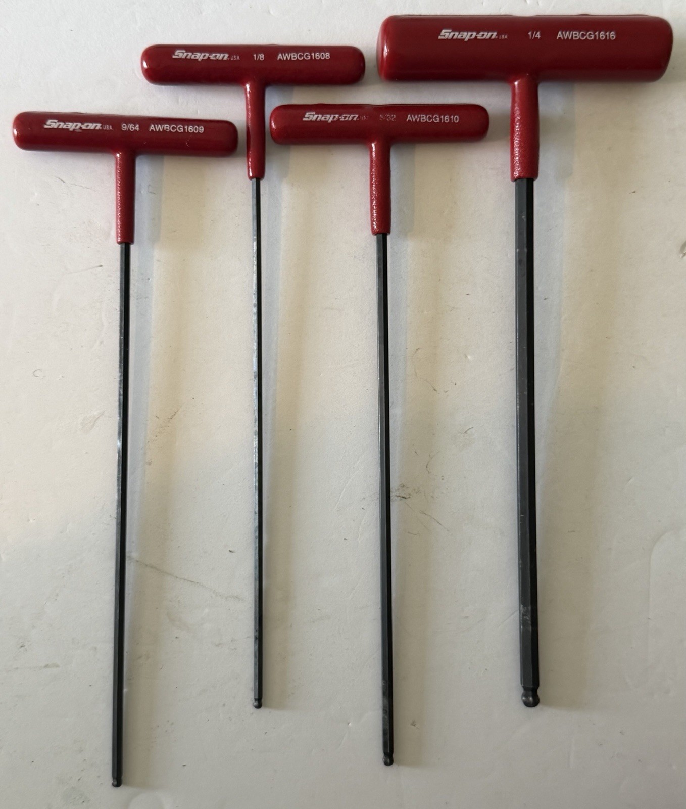 Snap-on Tools USA NEW 8pc SAE Soft Grip T-Handle Ball Hex Wrench Set AWBCG1600