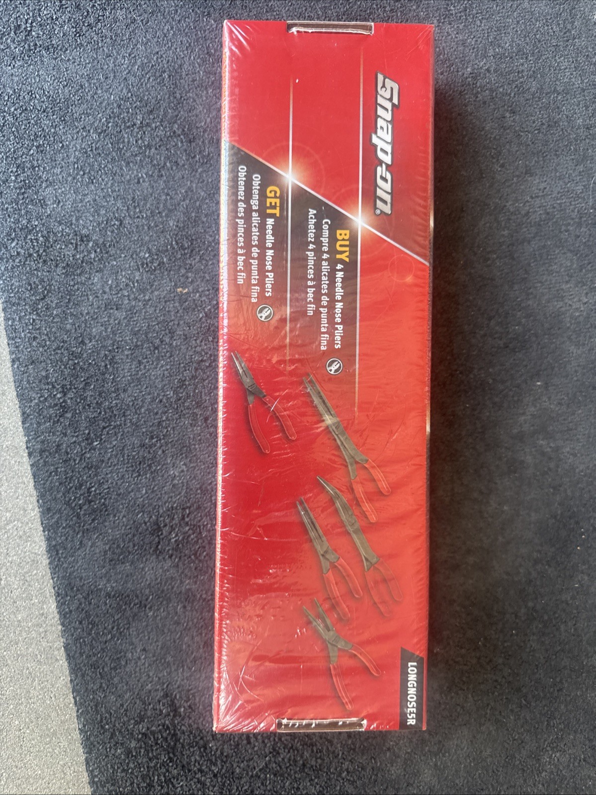 For Snap-on Tools USA NEW 5pc RED Talon Grip Needle Nose Plier Set LONGNOSE5R