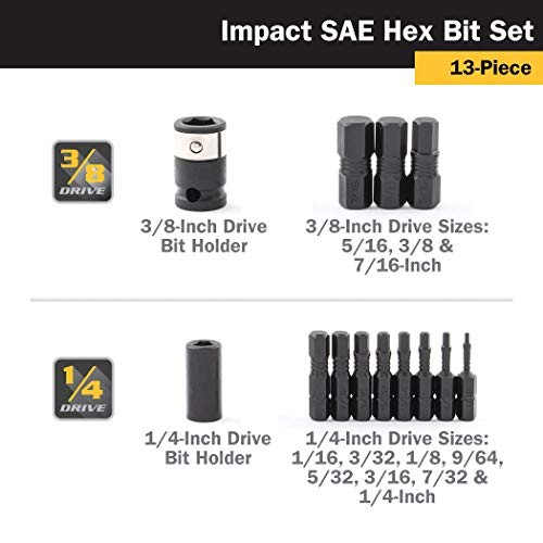 Titan 16037 13-Piece SAE Impact Grade Hex Bit Set