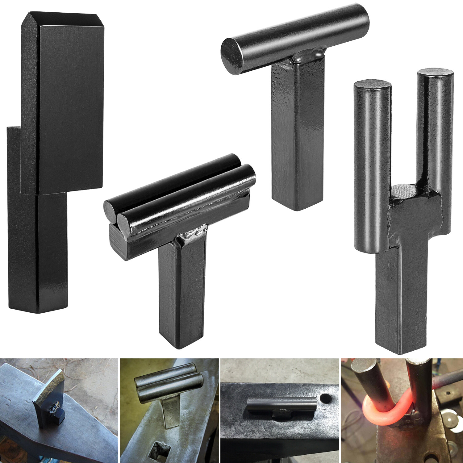 1 Inch Blacksmith Anvil Hardy Tool Set – Hot Cut, Creasing Stake, Fuller, Fork