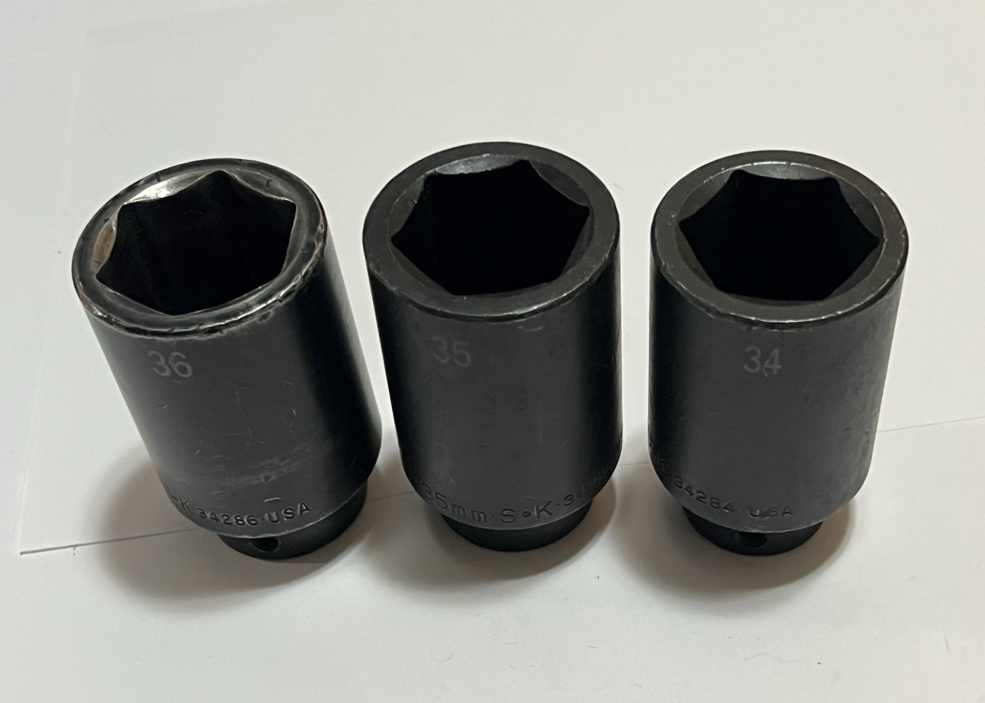 SK Tools 1/2 Drive x 34mm 35mm 36mm Metric Deep 6-Pt Impact Socket Set 3 pc USA