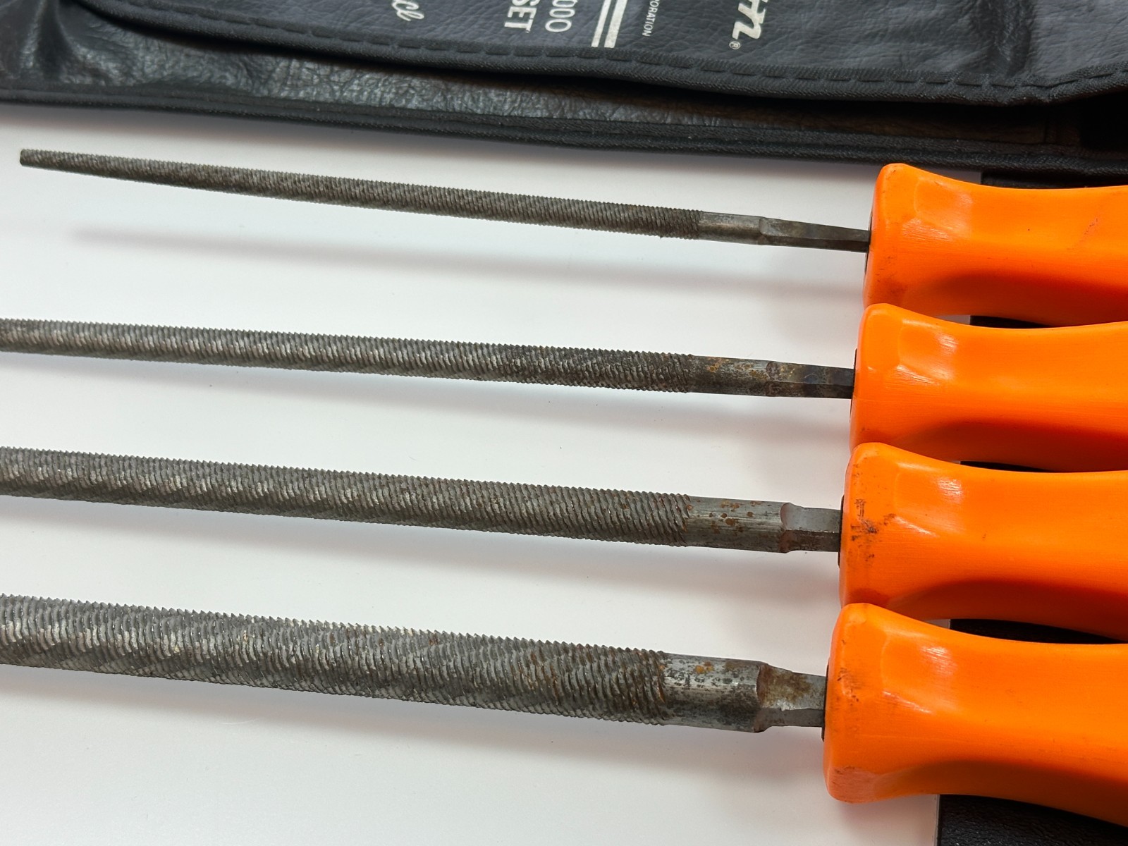 🇺🇸 Snap-on Tools USA HBF200O RARE ORANGE Round File Set w/ Kit Bag C0413O