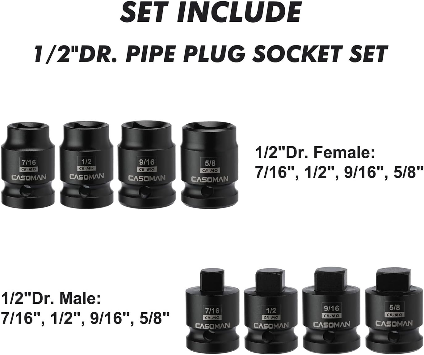 Versatile 8PCS Pipe Plug Socket Set with Durable Chrome Steel and Tapered Design