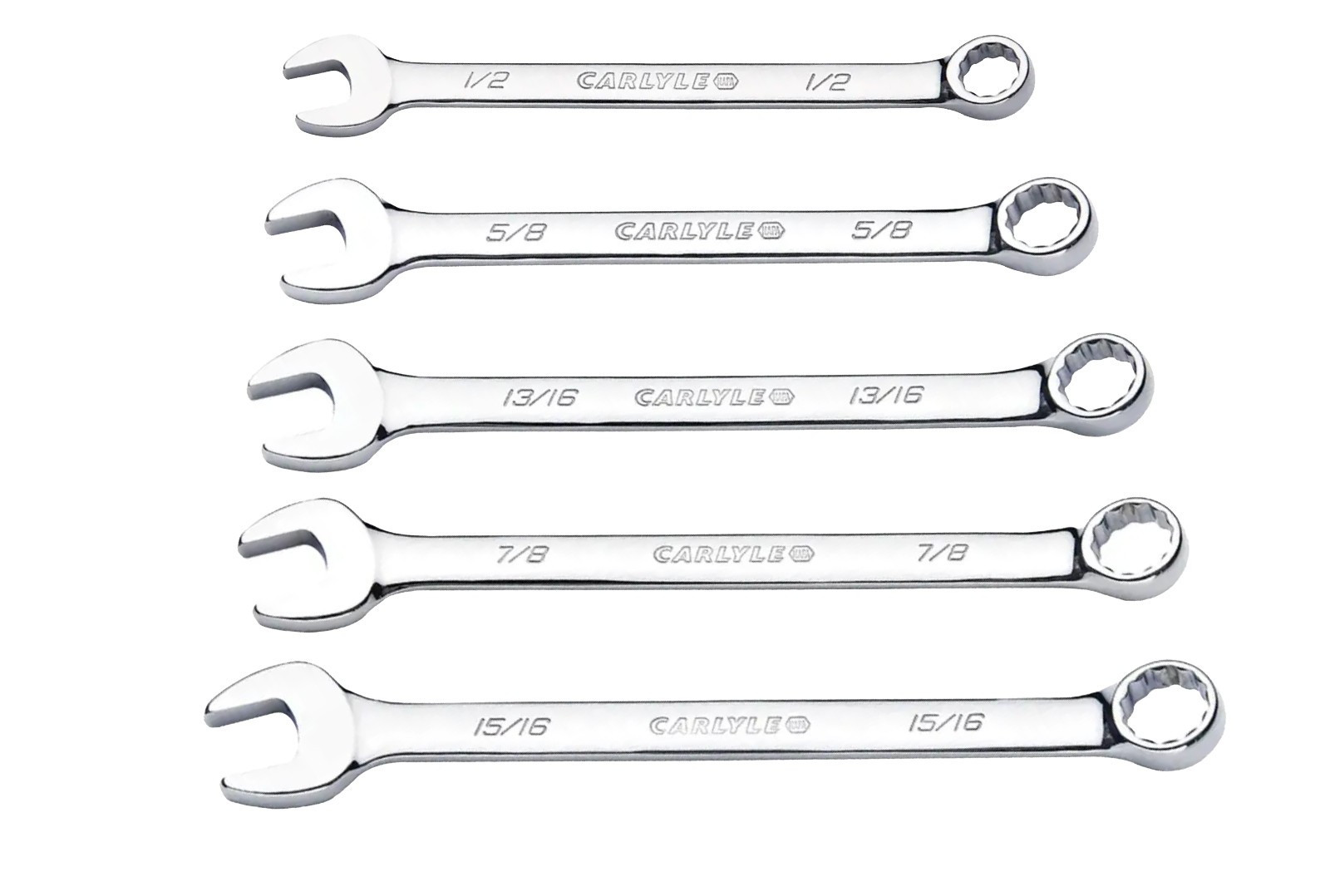 Carlyle 5 Pc Long SAE Combination Wrench Set 1/2, 5/8, 13/16, 7/8, 15/16 NEW!